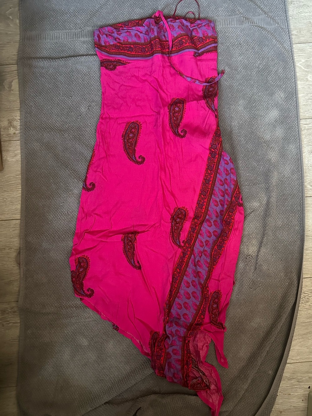 Urban Outfitters Hot Pink Paisley Strapless Dress